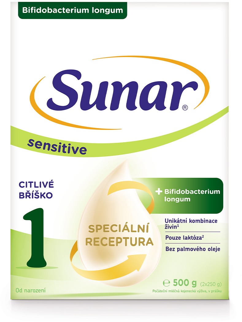 Sunar Sensitive 1 počiatočné dojčenské mlieko, 500 g