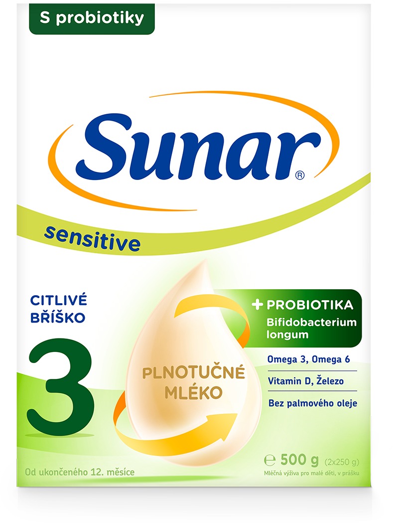 Sunar Sensitive 3 batoľacie mlieko, 500 g