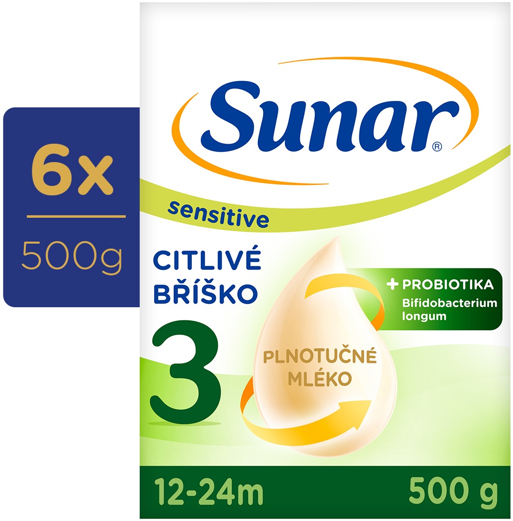 Sunar Sensitive 3 dojčenské mlieko, 6× 500 g