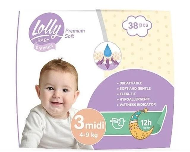 LOLLY BABY Premium soft veľkosť 3 (38 ks)