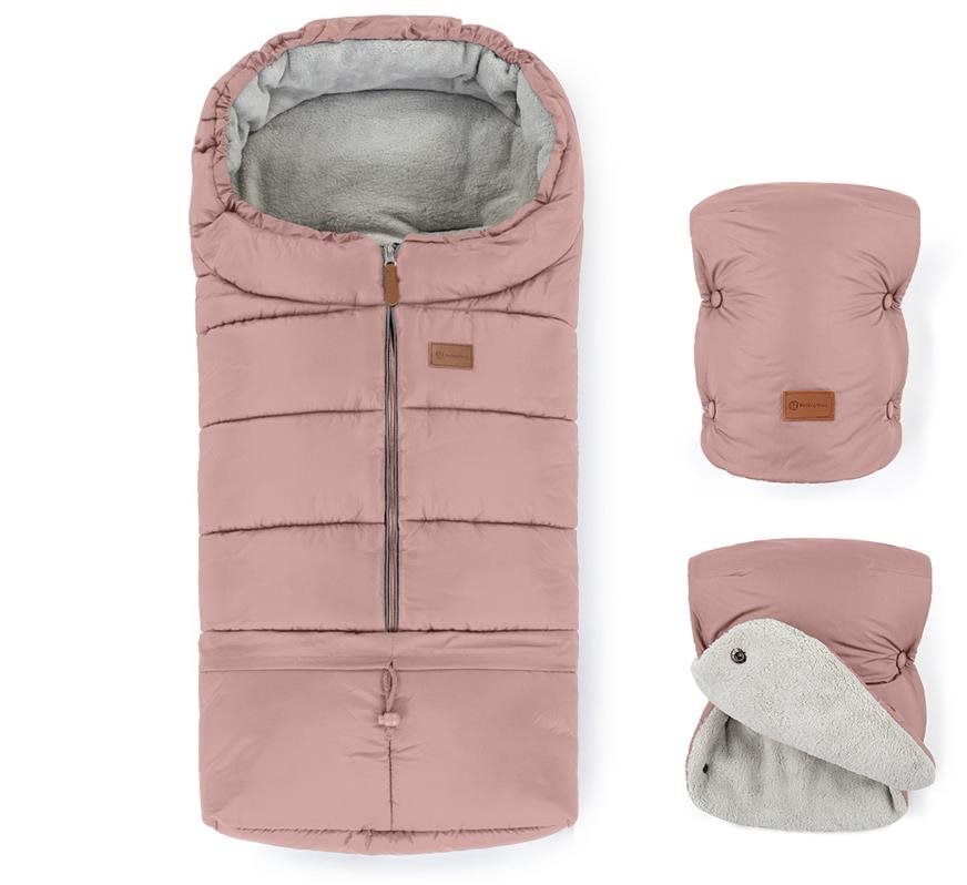 Petite & Mars Súprava zimný fusak Jibot 3 v 1 + rukavice na kočík Jasie Dusty Pink