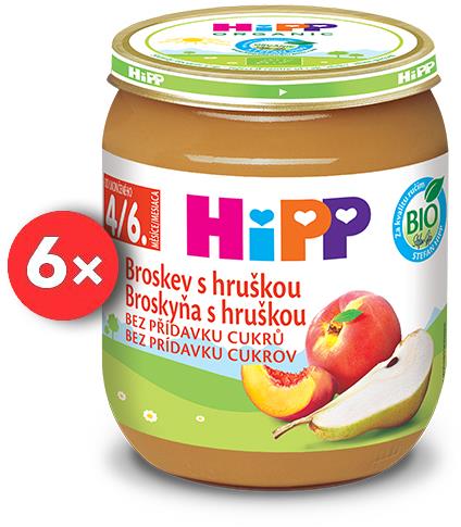 HiPP BIO Broskyňa s hruškou od uk. 4. – 6. mesiaca 6× 125 g