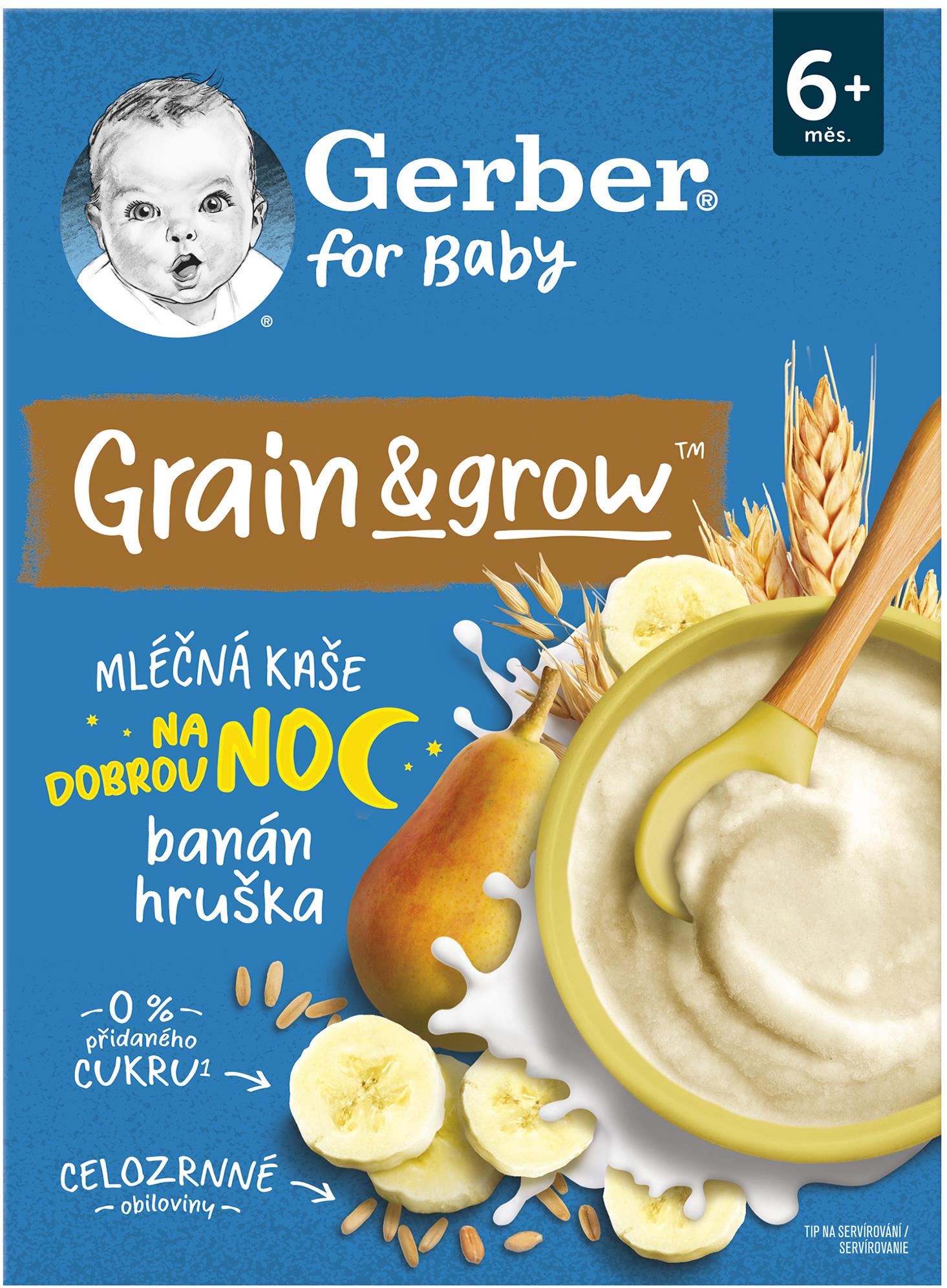 GERBER mliečna kaša pšenično-ovsená banán a hruška 200 g