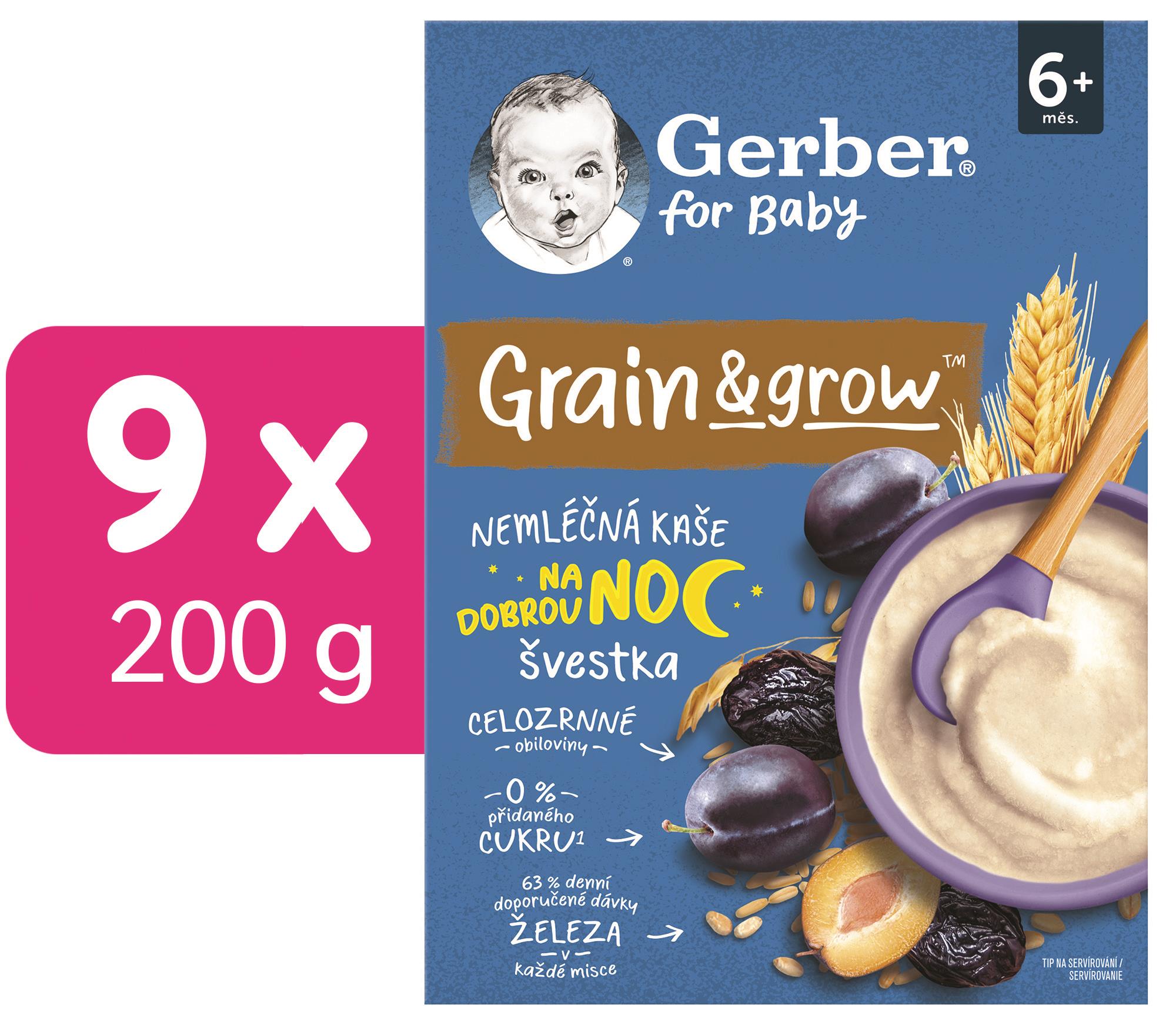 GERBER nemliečna kaša pšenično-ovsená slivka 9× 200 g