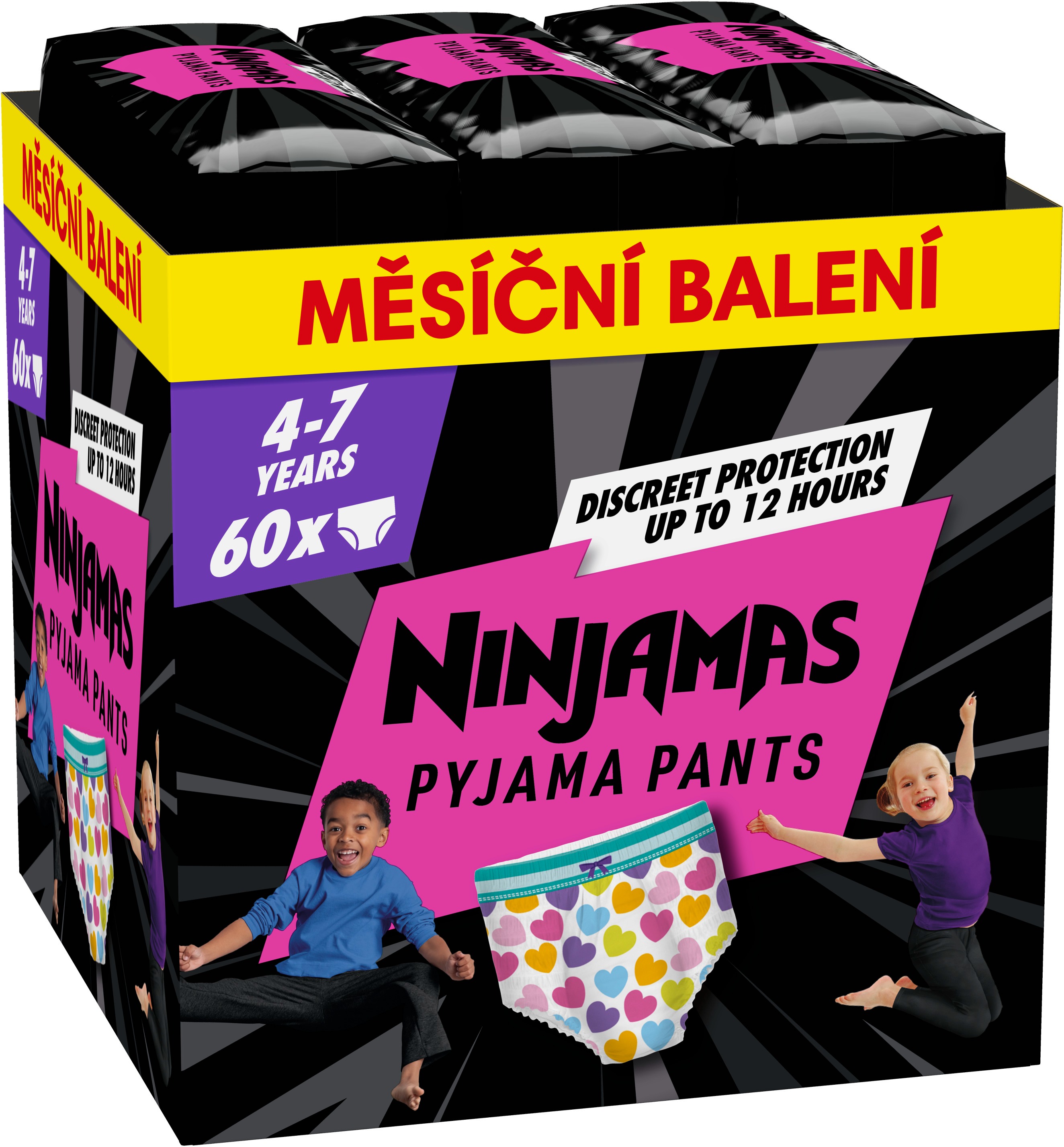 PAMPERS Ninjamas Pyjama Pants Srdiečka 4 – 7 rokov (60 ks)
