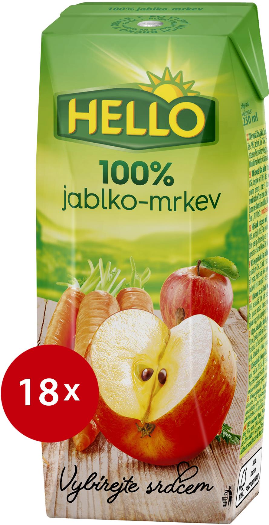 HELLO 100% Jablko-Mrkev 18× 250 ml