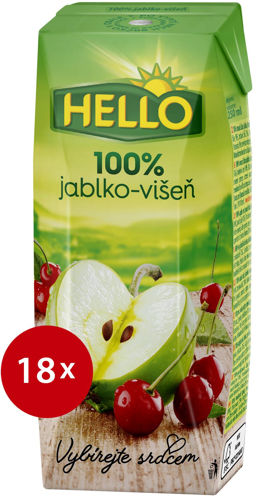 HELLO 100% Jablko-Višeň 18× 250 ml