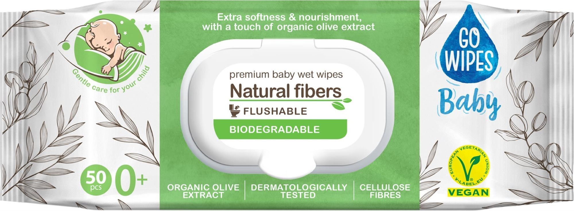 GoWipes s bio olivovým extraktom 50 ks
