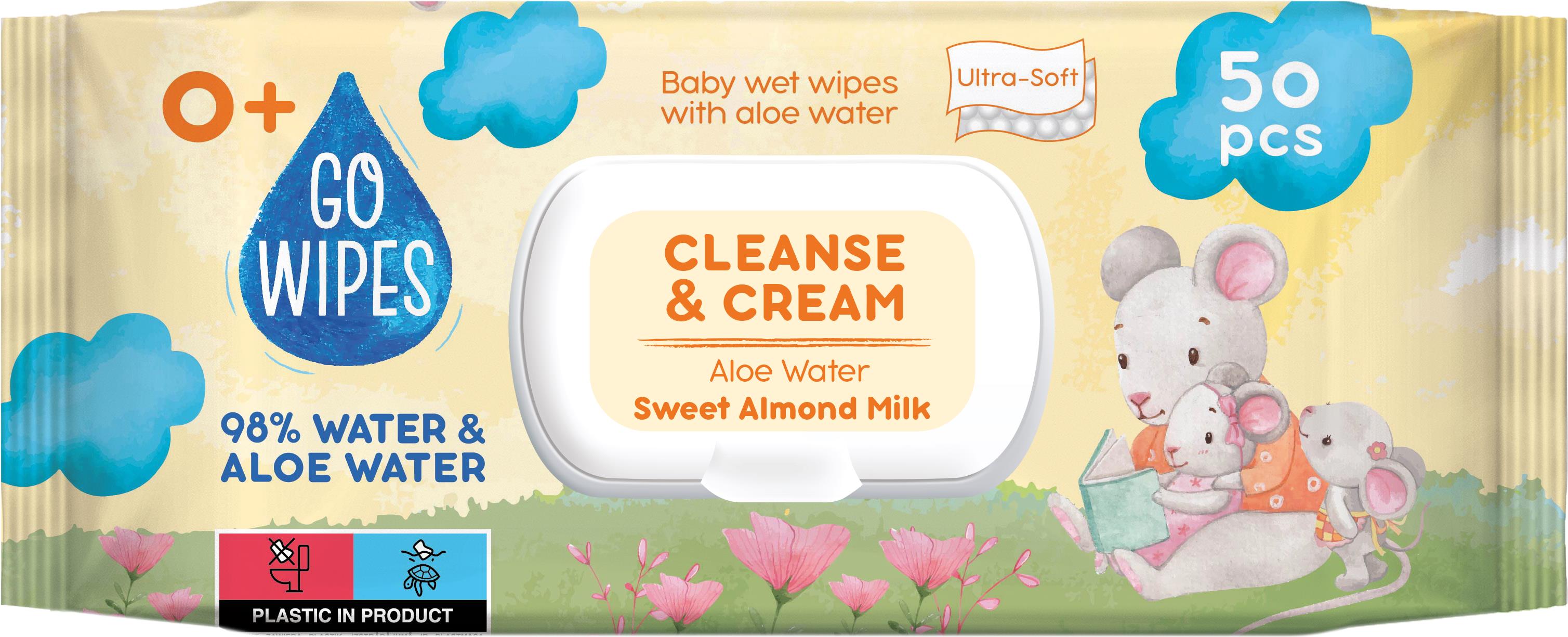 GoWipes s Aloe vodou a mandľovým mliekom 50 ks