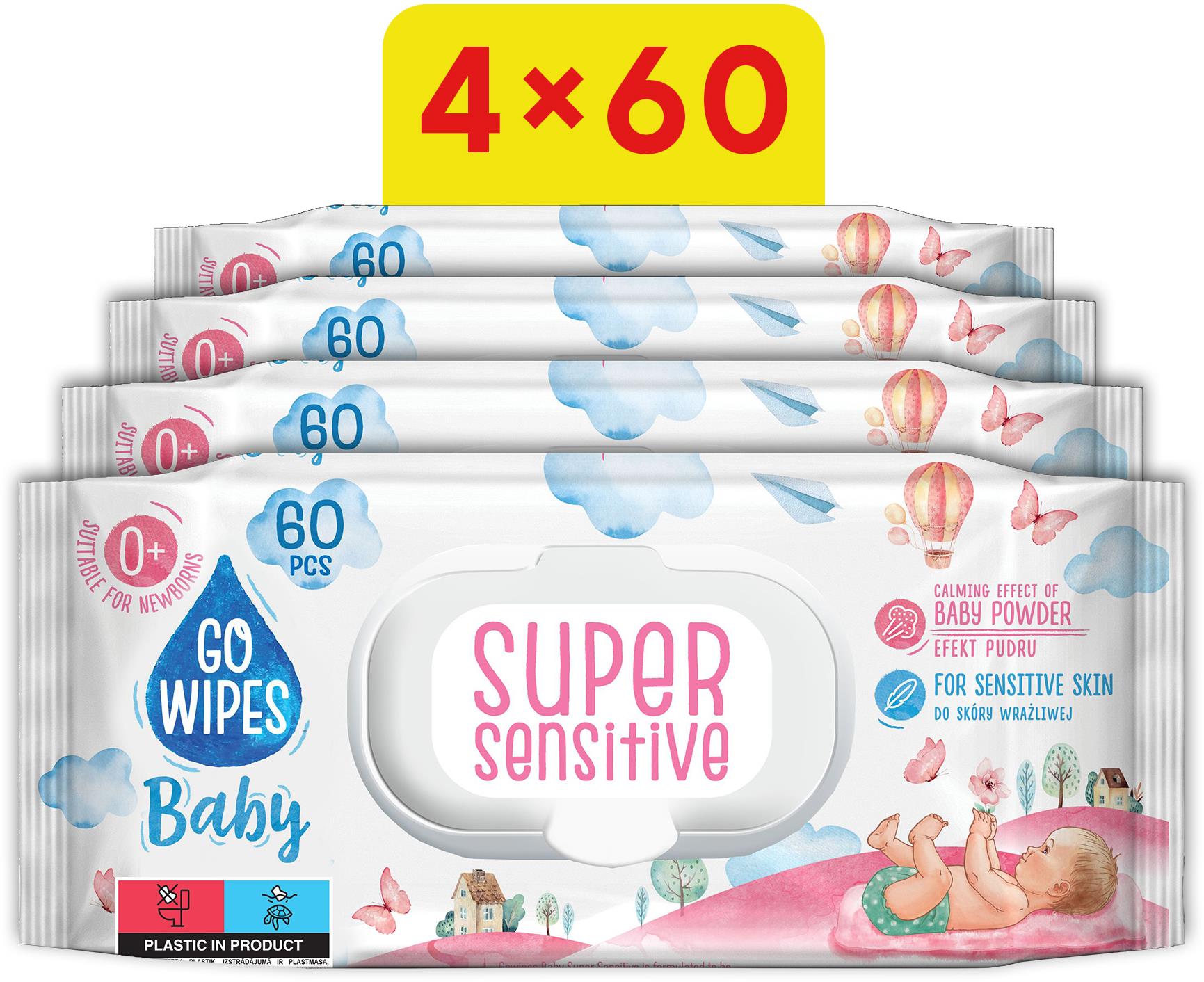 GoWipes Super Sensitive 4× 60 ks (240 ks)