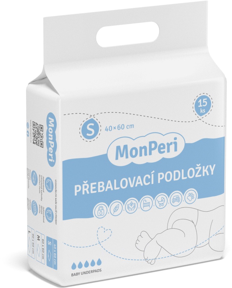 MonPeri prebaľovacie podložky S 40 × 60 cm, 15 ks