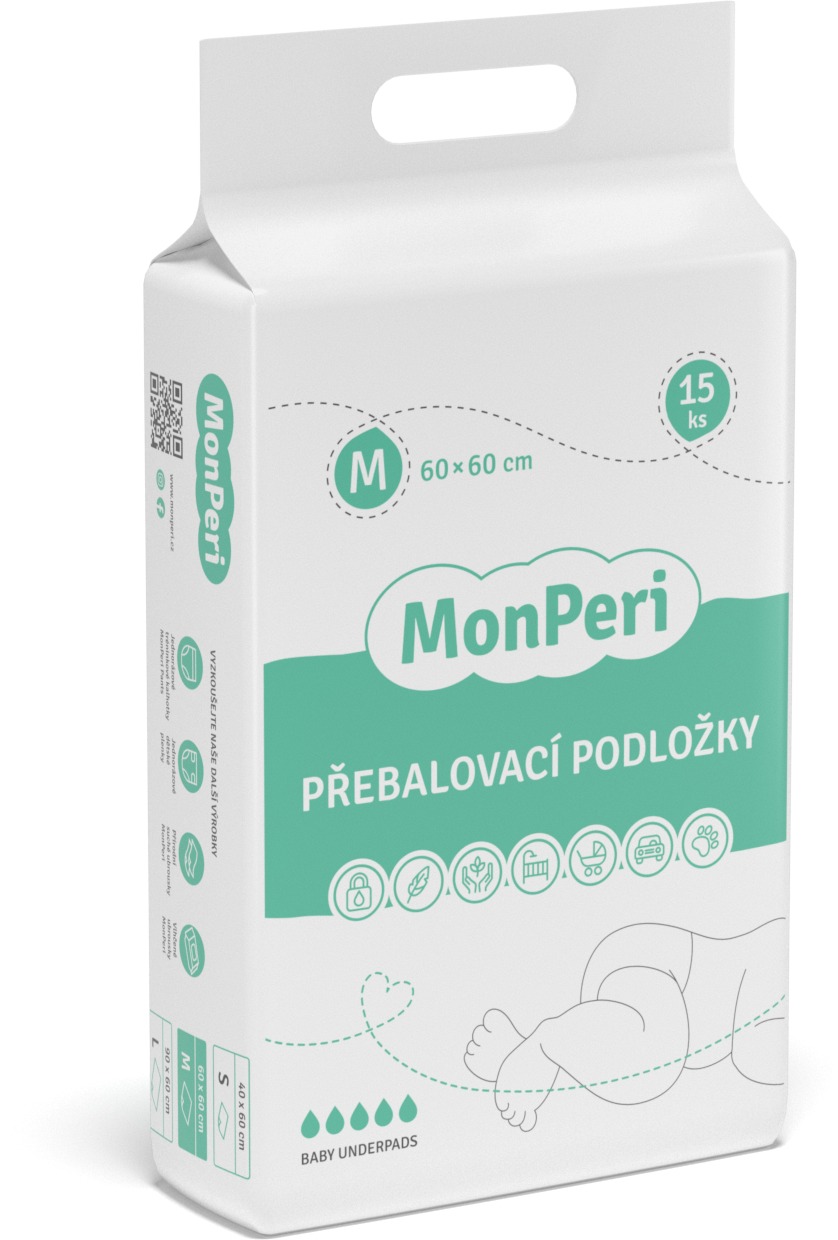 MonPeri prebaľovacie podložky M 60 × 60 cm, 15 ks