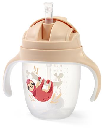 BabyOno Hrnček učiaci so slamkou 240 ml, ružový