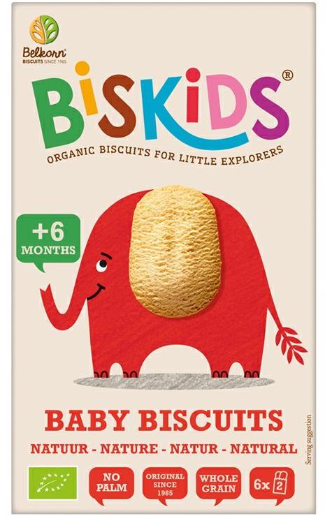 BELKORN Biskids Bio detské celozrnné sušienky Natural 120 g