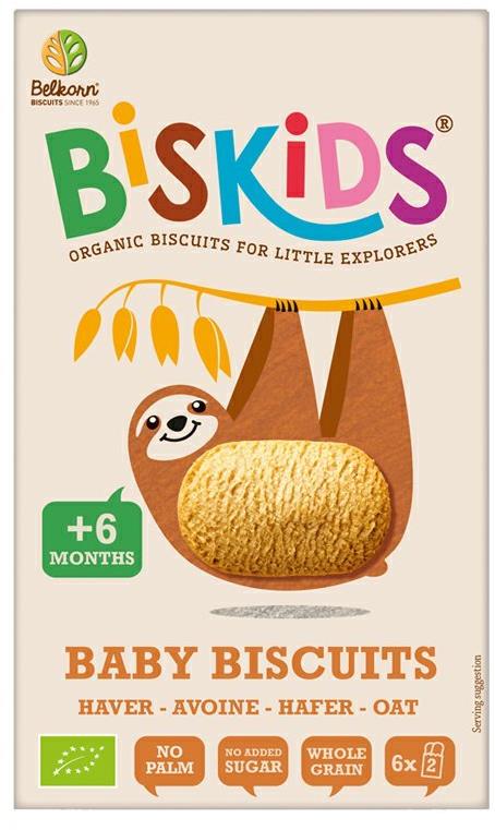 BELKORN Biskids Bio detské celozrnné ovsené sušienky bez pridaného cukru 120 g