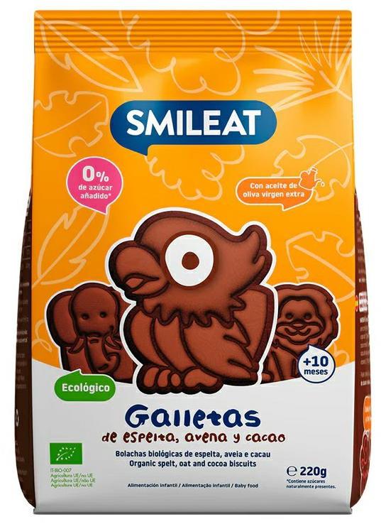 SMILEAT Bio špaldové kakaové sušienky s jablčnou šťavou a extra panenským olivovým olejom a vitamínom