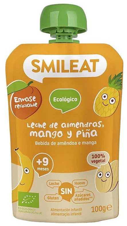 SMILEAT Bio vrecko mandľové mlieko, jablko, ananás, mango a banán 100 g