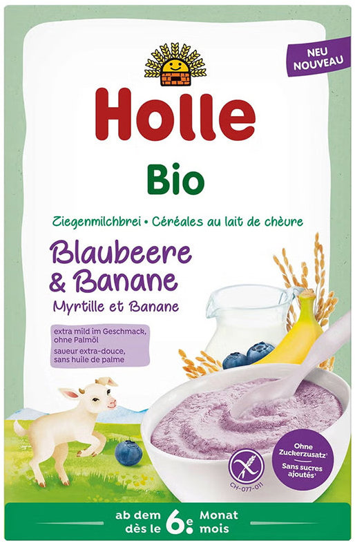 HOLLE Bio kaša s kozím mliekom, čučoriedkami a banánom 200 g