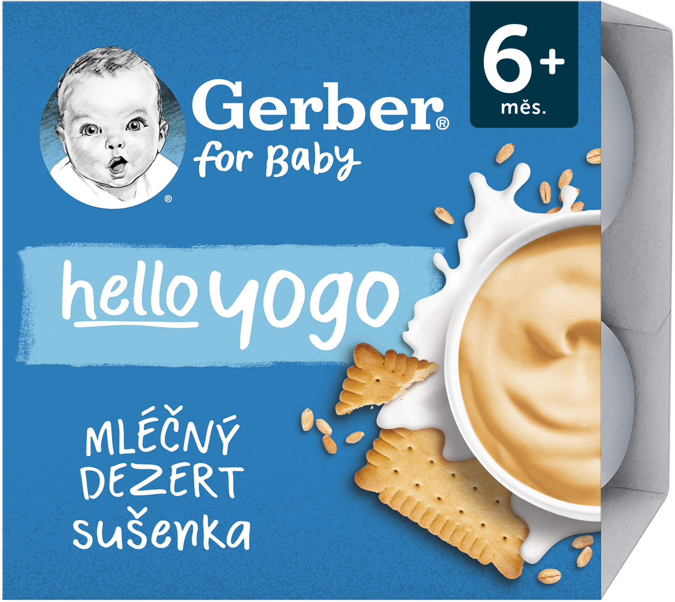 GERBER Hello Yogo mliečny dezert so sušienkami 4× 100 g