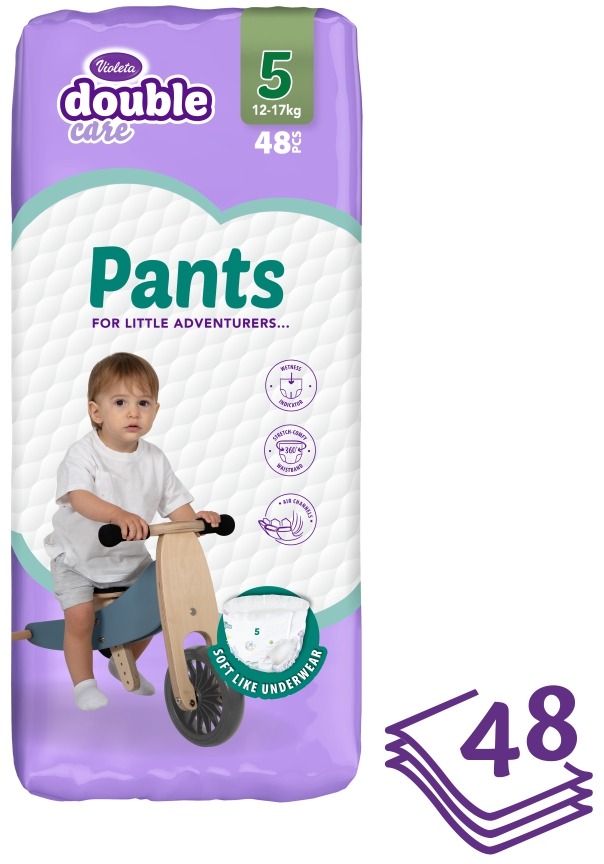 VIOLETA Double Care Pants plienky 5 (12 – 17 kg) 48 ks