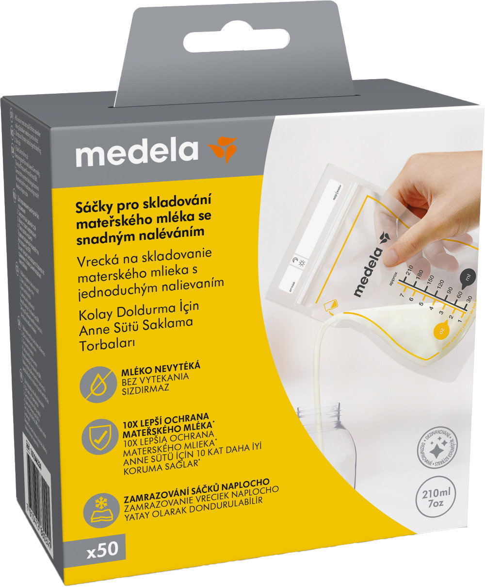 MEDELA Easy Pour, vrecká na skladovanie mlieka, 210 ml, 50 ks