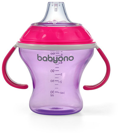 BabyOno Detský netečúci s mäkkým náustkom 180 ml, ružový