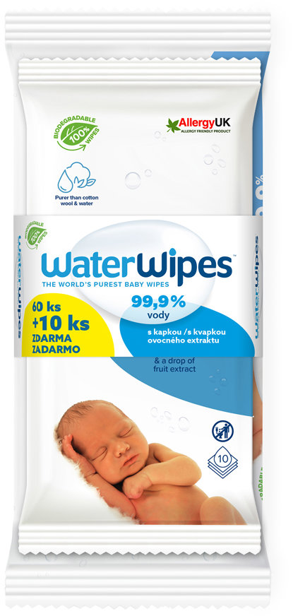 WATERWIPES 100 % BIO odbúrateľné obrúsky 60 + 10 ks