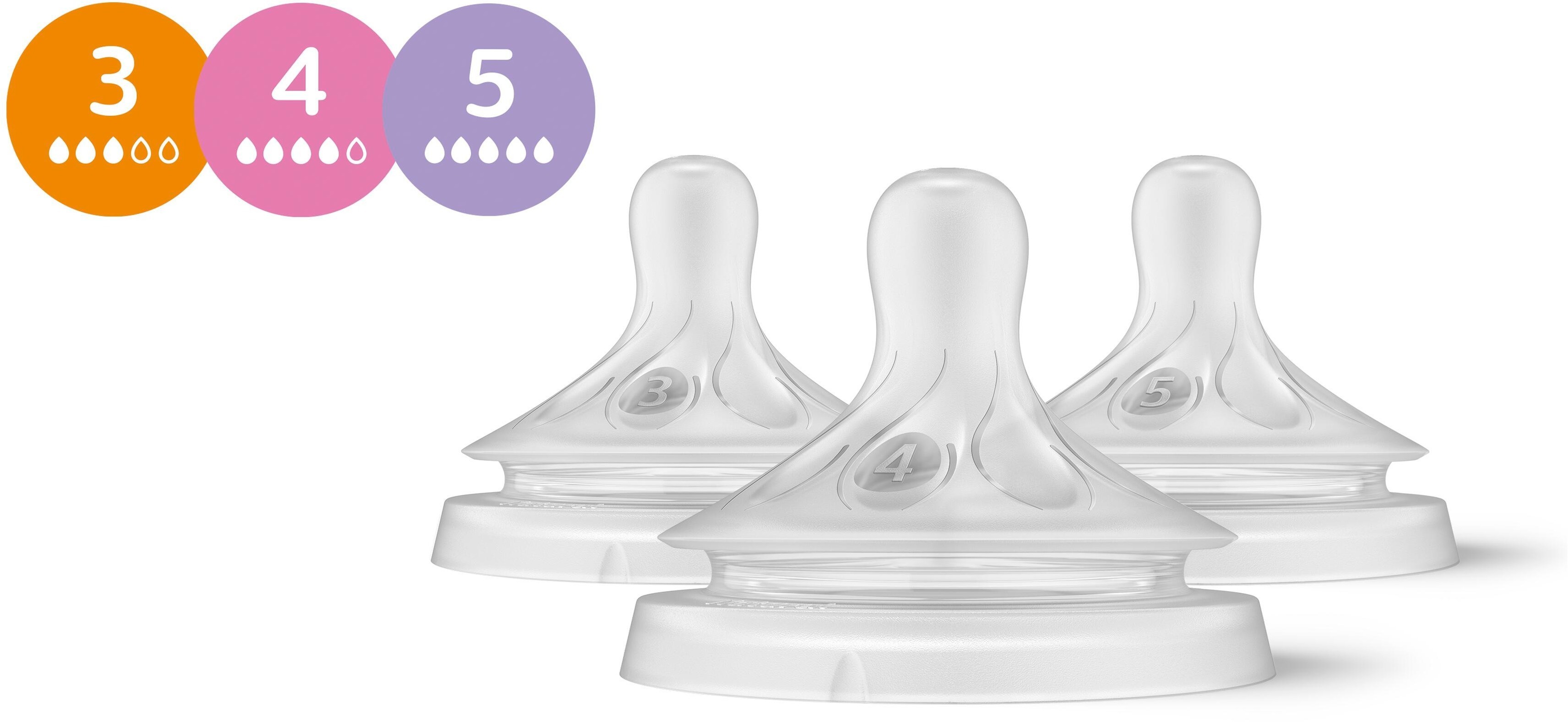 Philips AVENT SCY960/03 Cumlík Natural Response Mix 3, 4 a 5 prietok, 3 ks