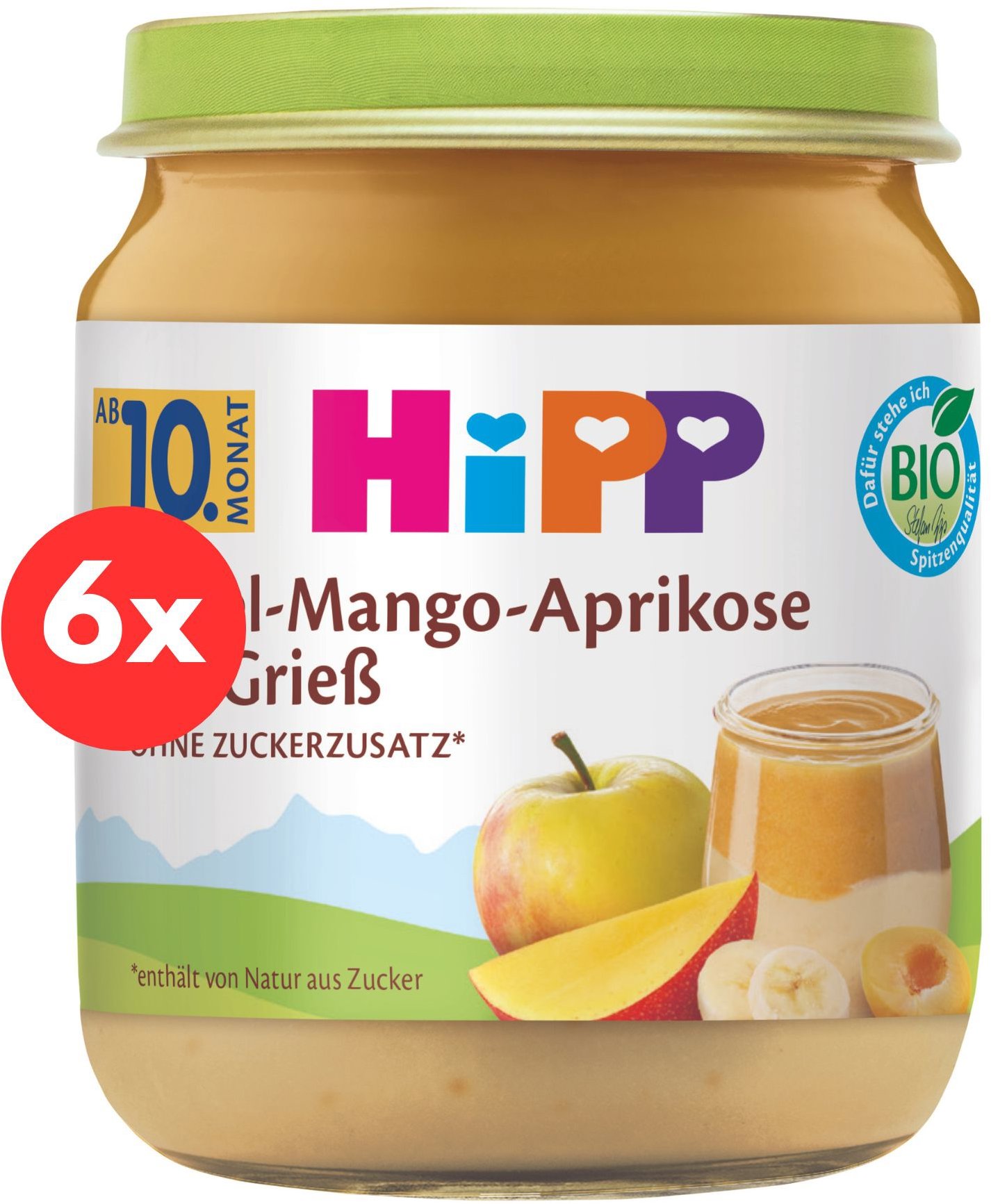 HiPP BIO Krupička s ovocím 6× 200 g