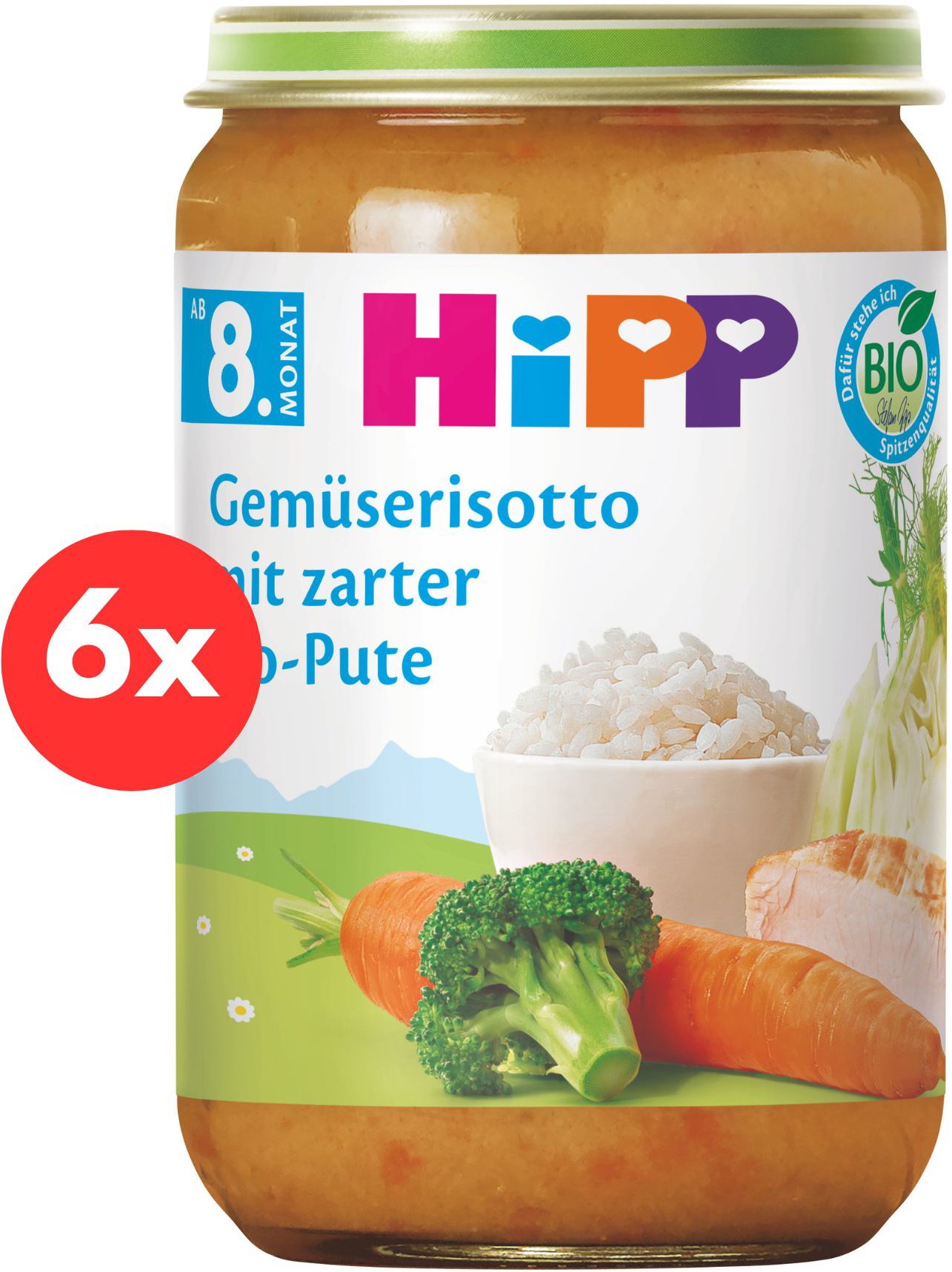 HiPP BIO Zeleninové rizoto s morčacím mäsom 6× 220 g