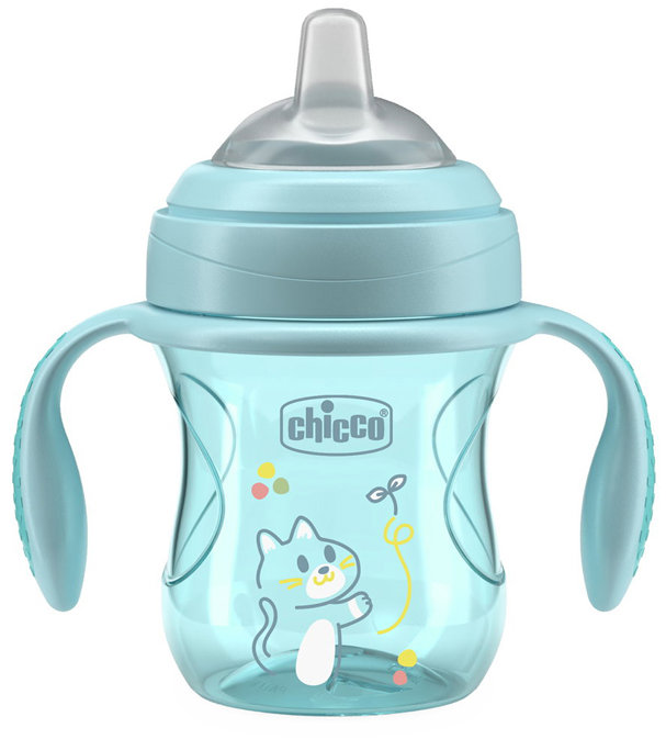 CHICCO Hrnček Transition vzdelávací s držadlami 200 ml, teal