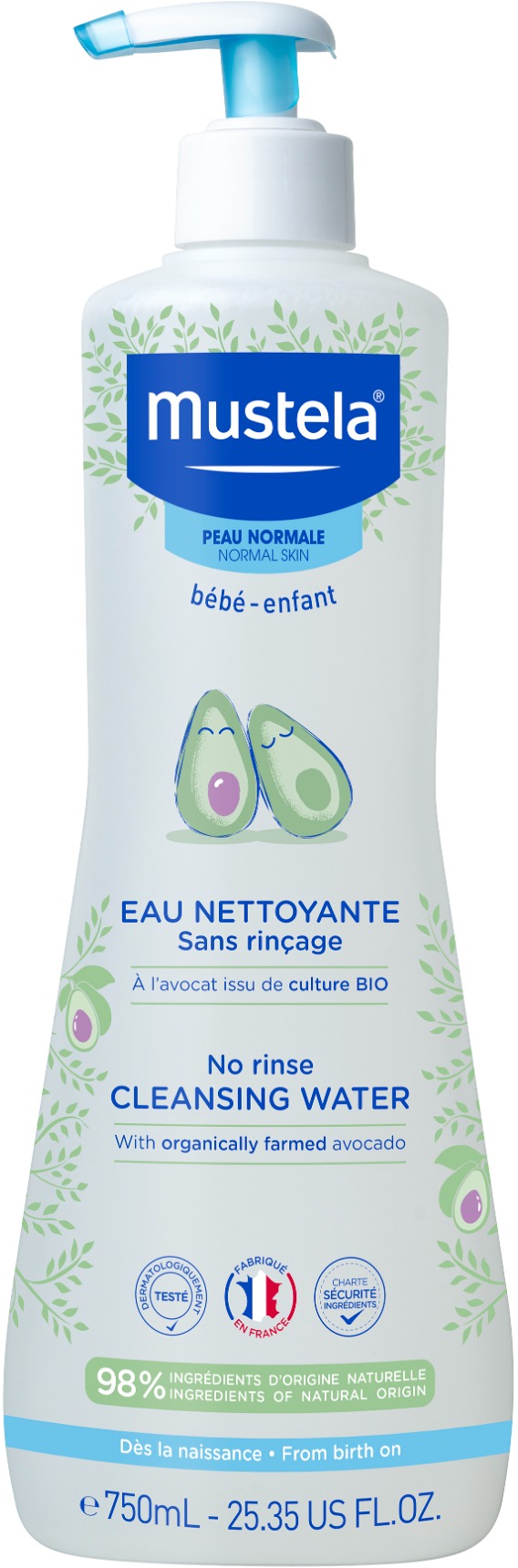 MUSTELA Jemná čistiaca voda s organicky pestovaným avokádom 750 ml