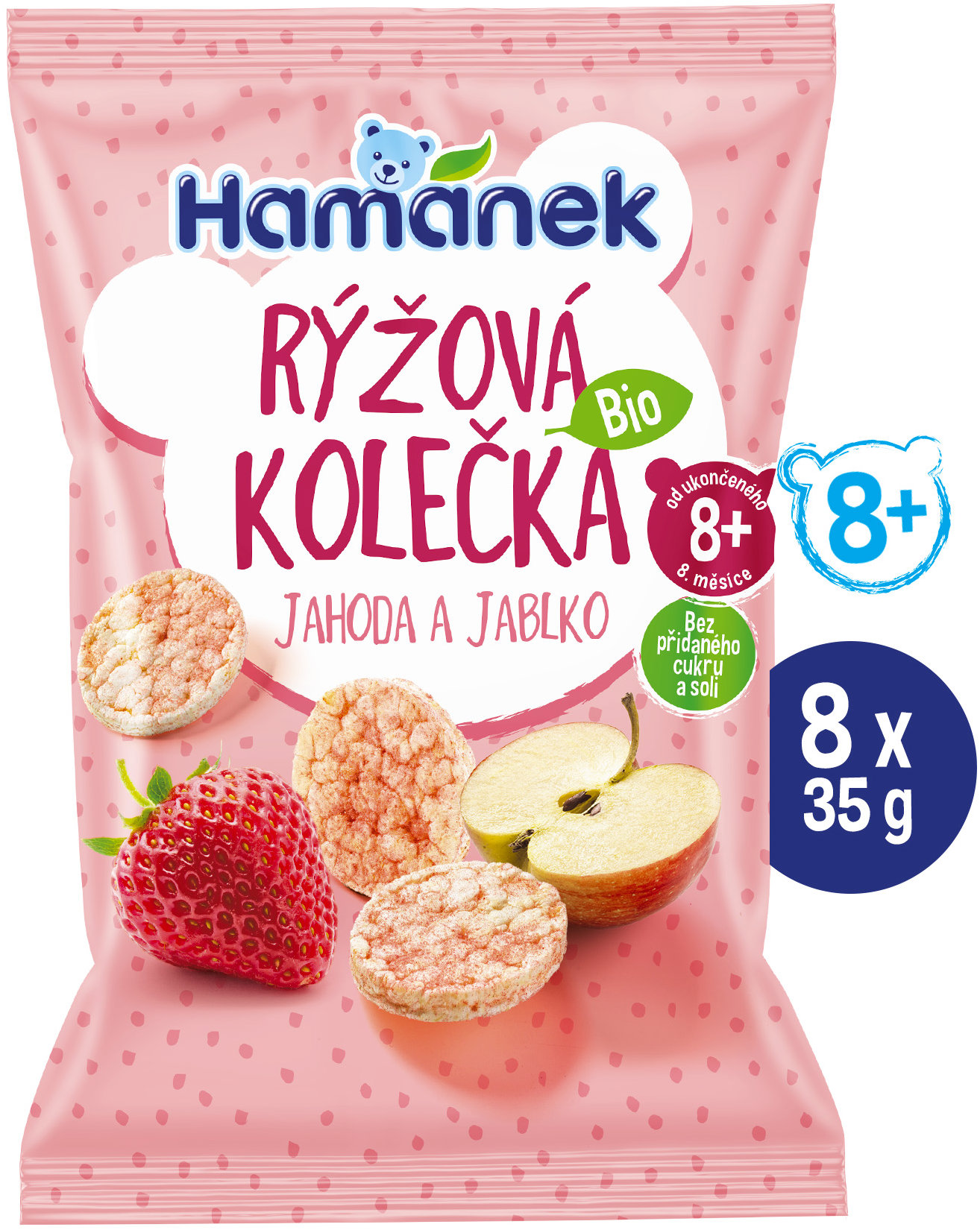 HAMÁNEK Ryžové kolieska jahoda a jablko 8× 35 g