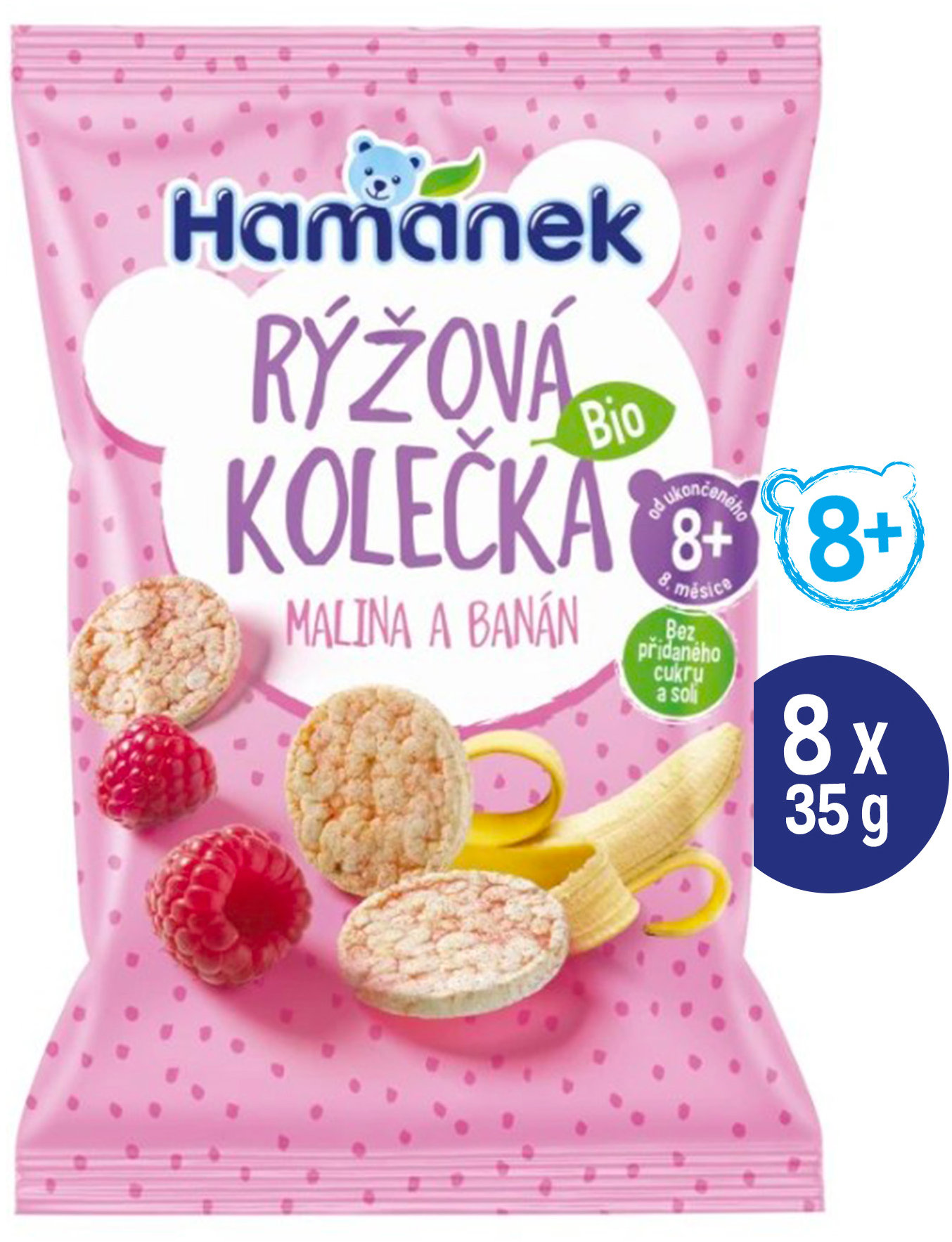 HAMÁNEK Ryžové kolieska malina & banán 8× 35 g