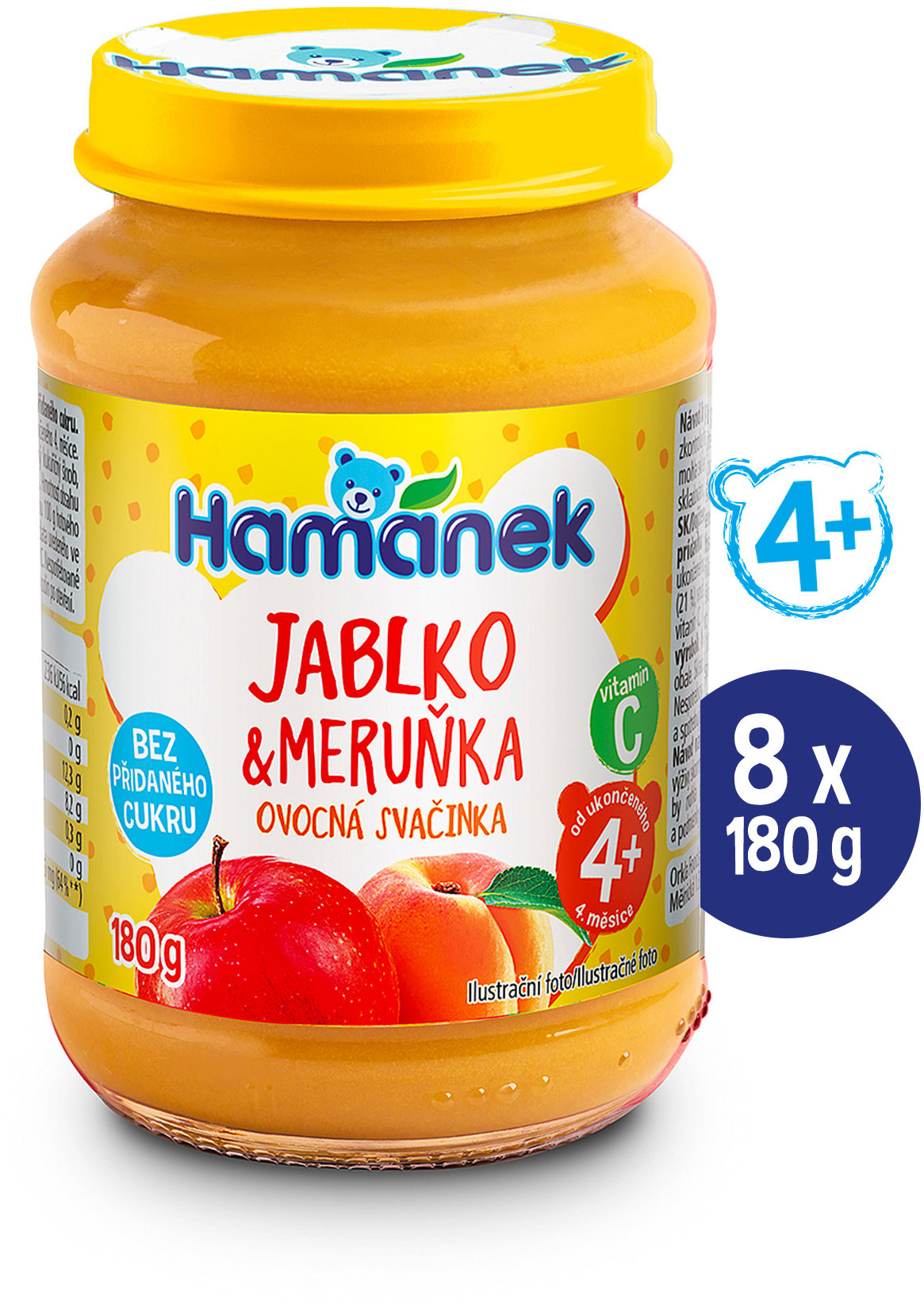 Hamánek Jablko & marhuľa 8× 180 g
