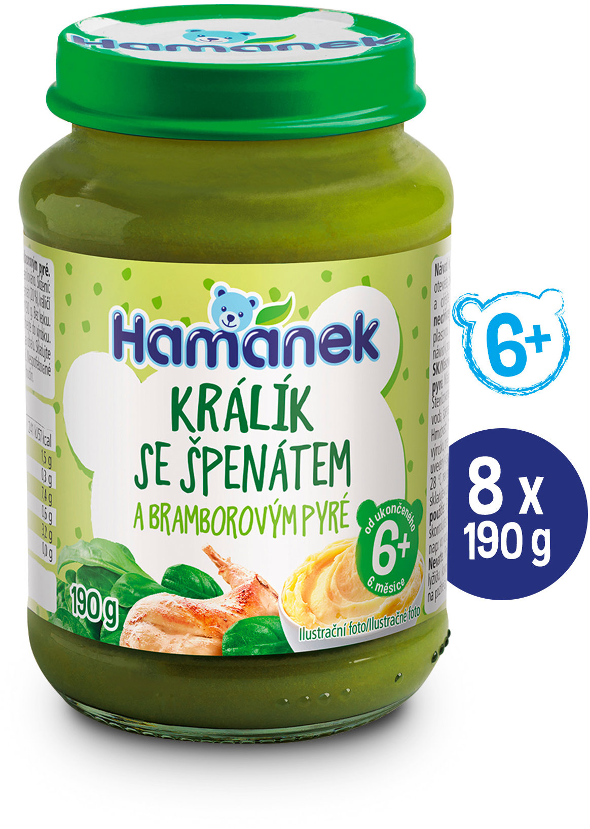 HAMÁNEK Králik so špenátom a zemiakovým pyré 8× 190 g