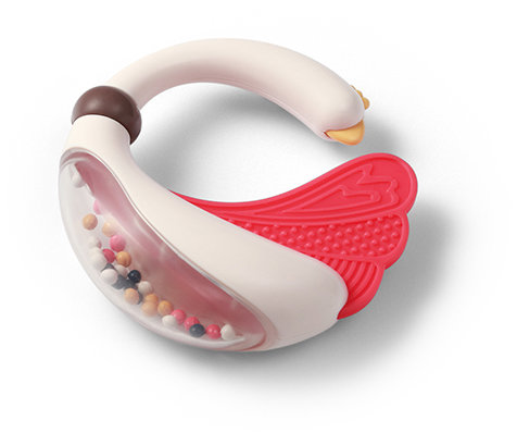 BabyOno Hrkálka s hryzadlom Swan 3 m+