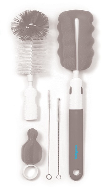 BabyOno kefka na čistenie s vymeniteľnou rukoväťou sivá