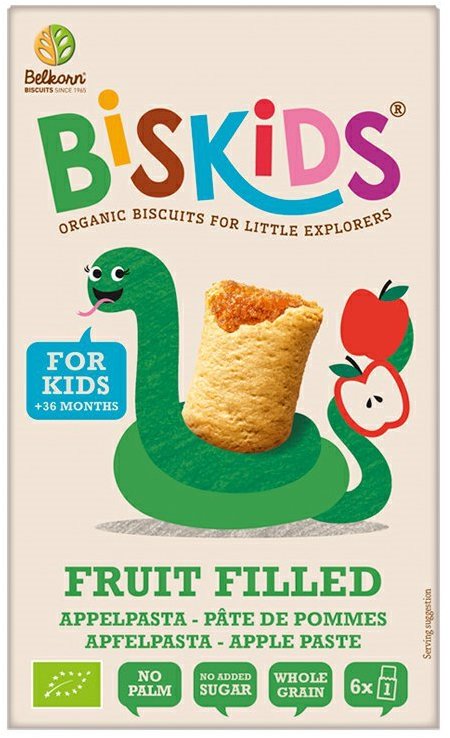 BELKORN Biskids Bio detské sušienky s jablčným pyré bez pridaného cukru 120 g