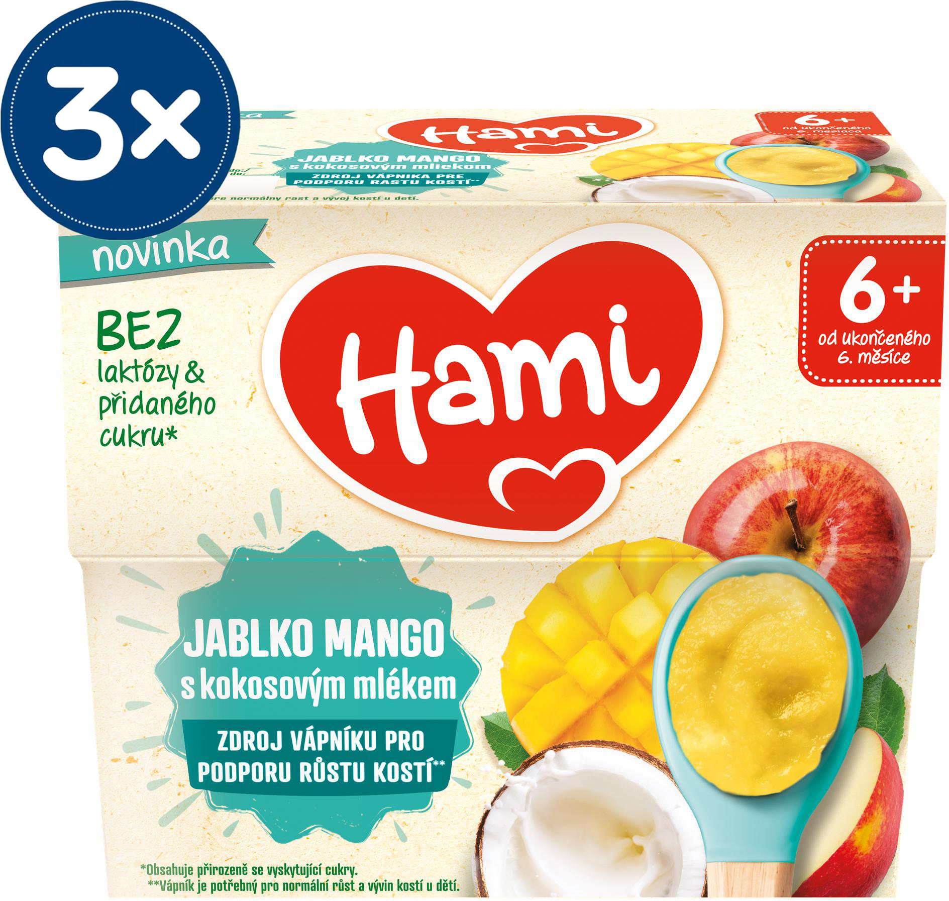 Hami ovocný príkrm Jablko mango s kokosovým mliekom 3× 380 g