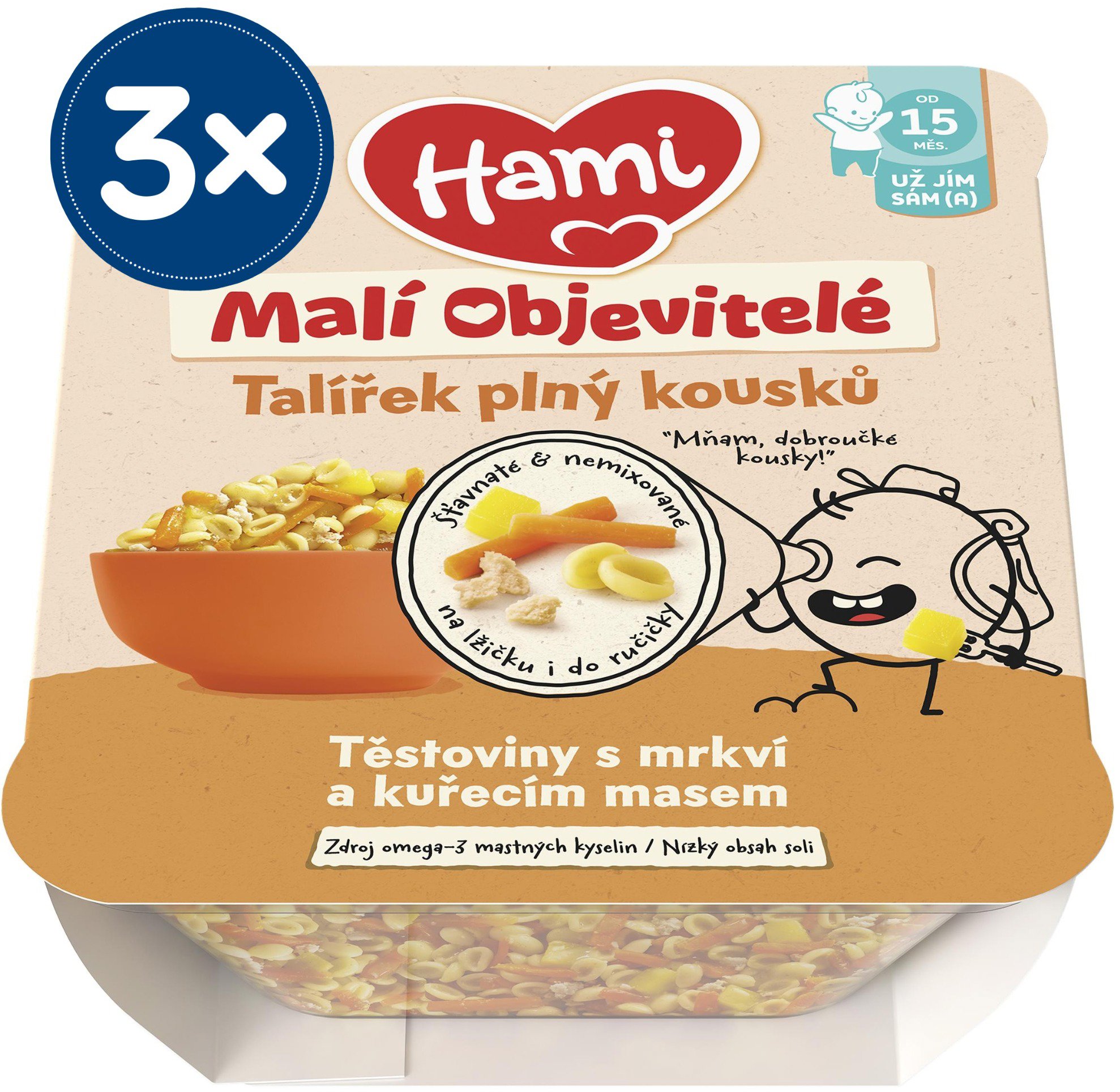 HAMI Cestoviny s mrkvou a kuracím mäsom 3× 200 g