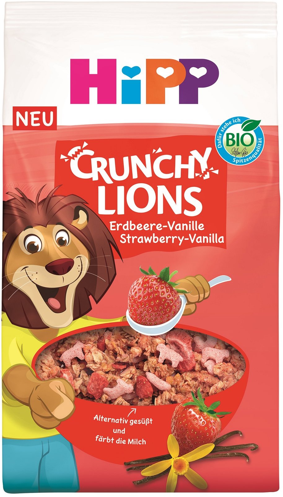 HiPP BIO Lion chrumkavé müsli jahoda vanilka 300 g