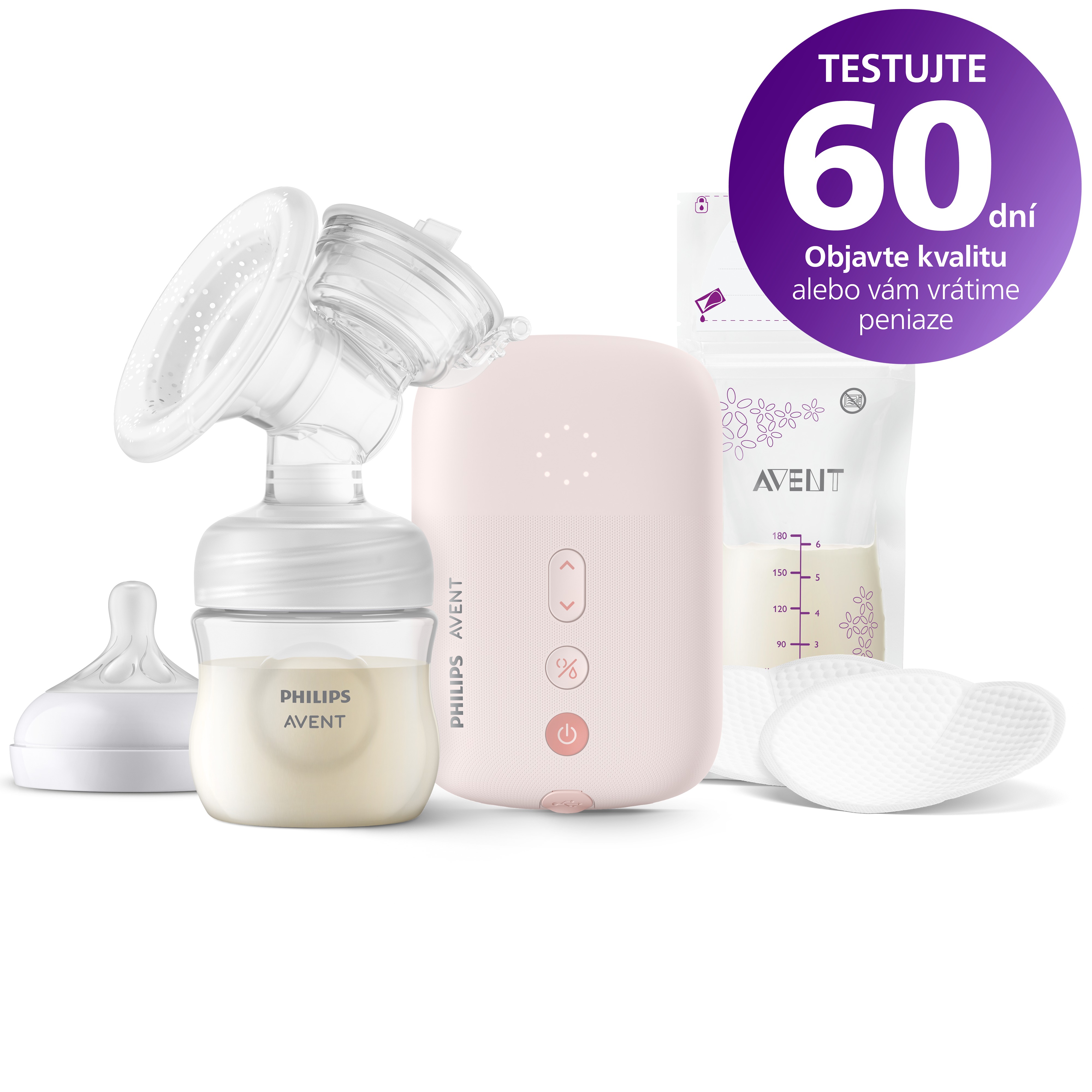 Philips AVENT elektrická odsávačka SCF395/31 + darček jednorazové prsné vložky 100 ks
