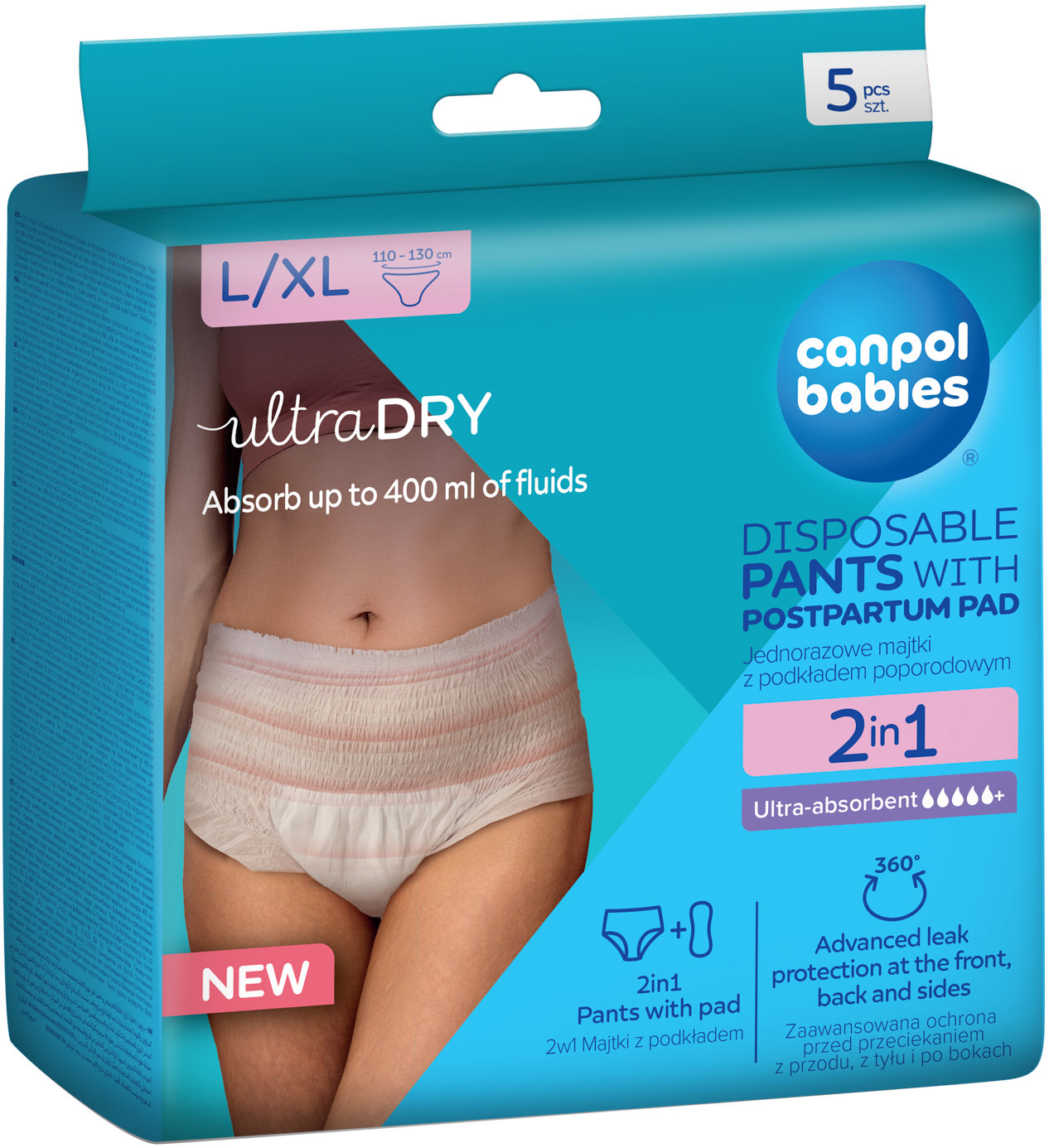Canpol babies Jednorazové popôrodné nohavičky s vložkou 2 v 1 L/XL 5 ks