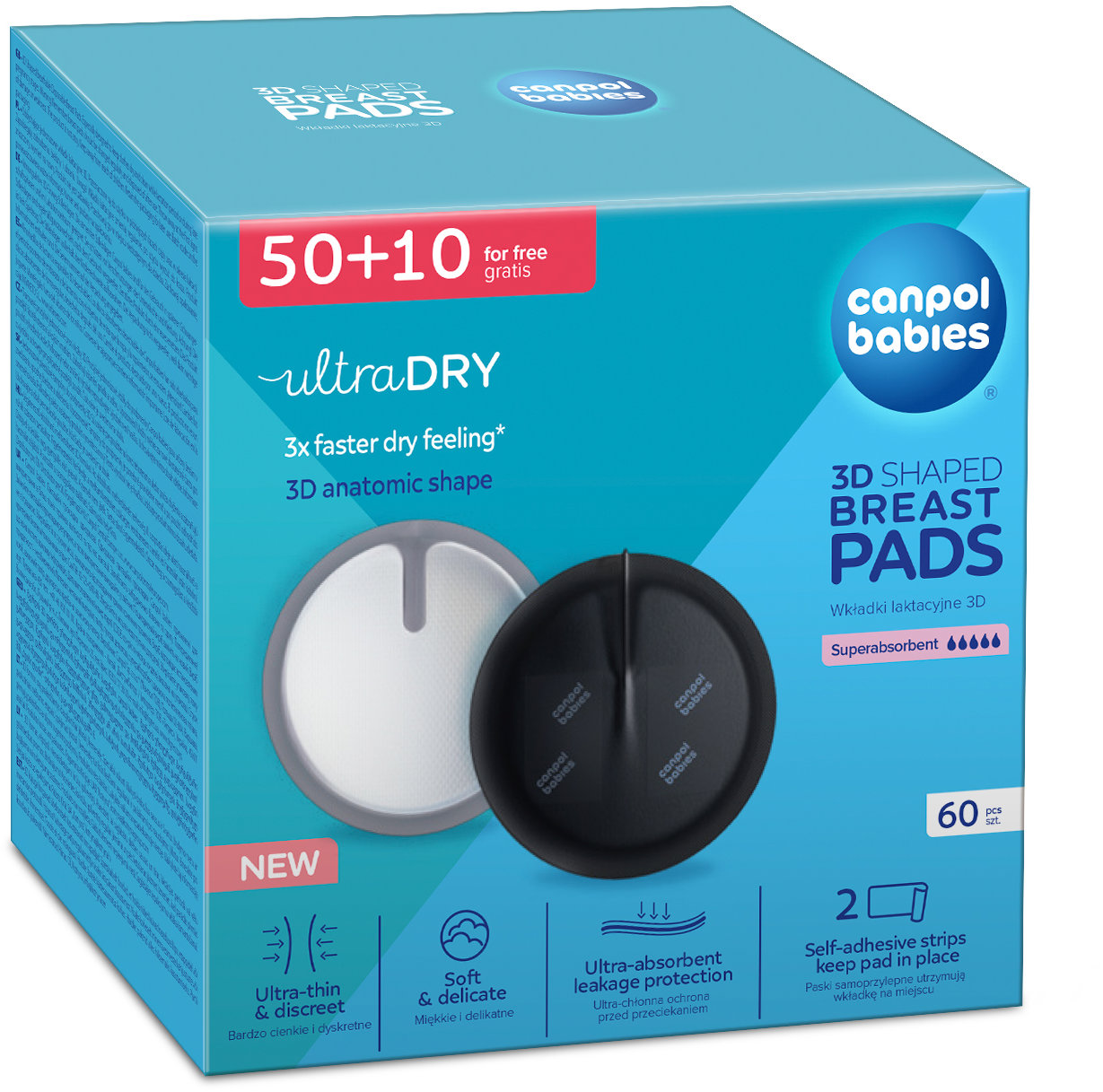 Canpol babies Tvarované priedušné vložky do podprsenky 3D, 60 ks čierne