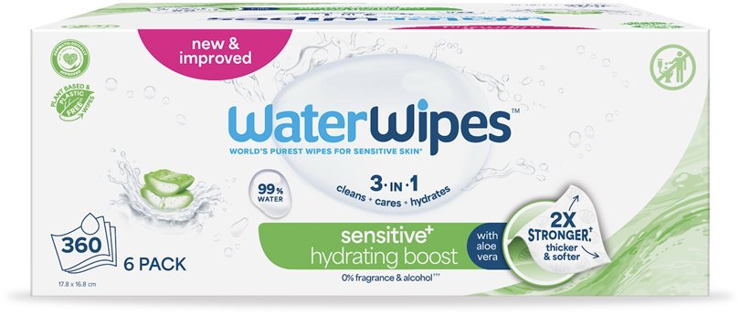 WATERWIPES Hydrating bez obsahu plastov 360 ks (6× 60 ks)