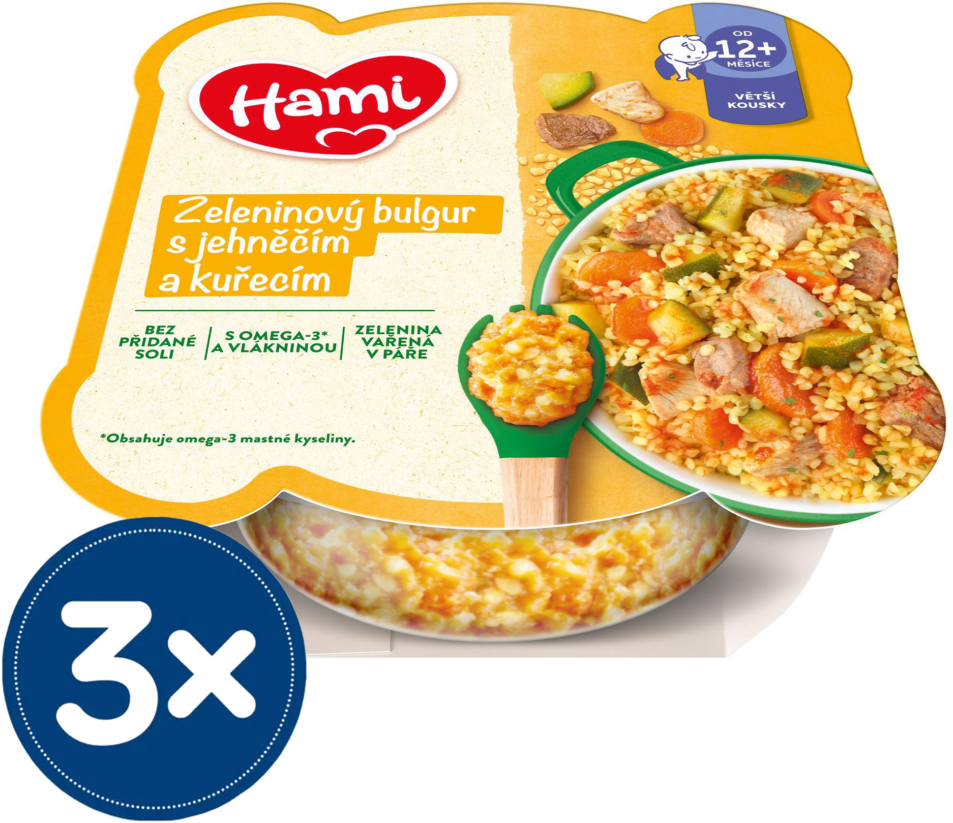 Hami mäsovo-zeleninový tanierik Zeleninový bulgur s jahňacím a kuracím 3× 230 g