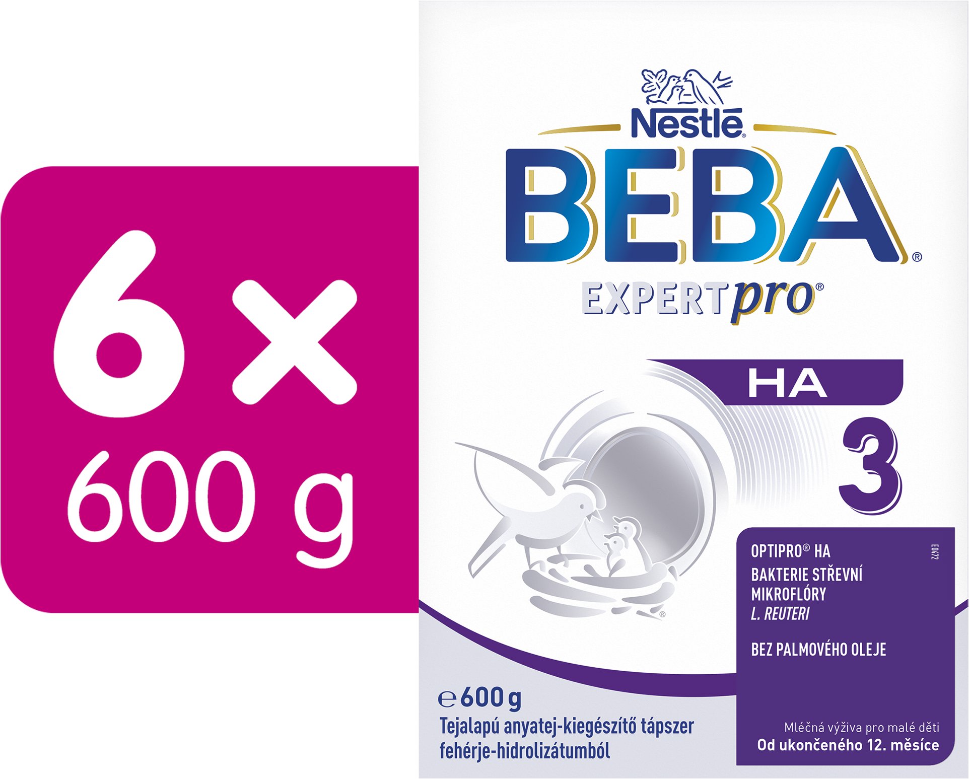 BEBA EXPERTpro HA 3, s baktériami mliečneho kvasenia L. reuteri a upravenou bielkovinou, 6× 600 g