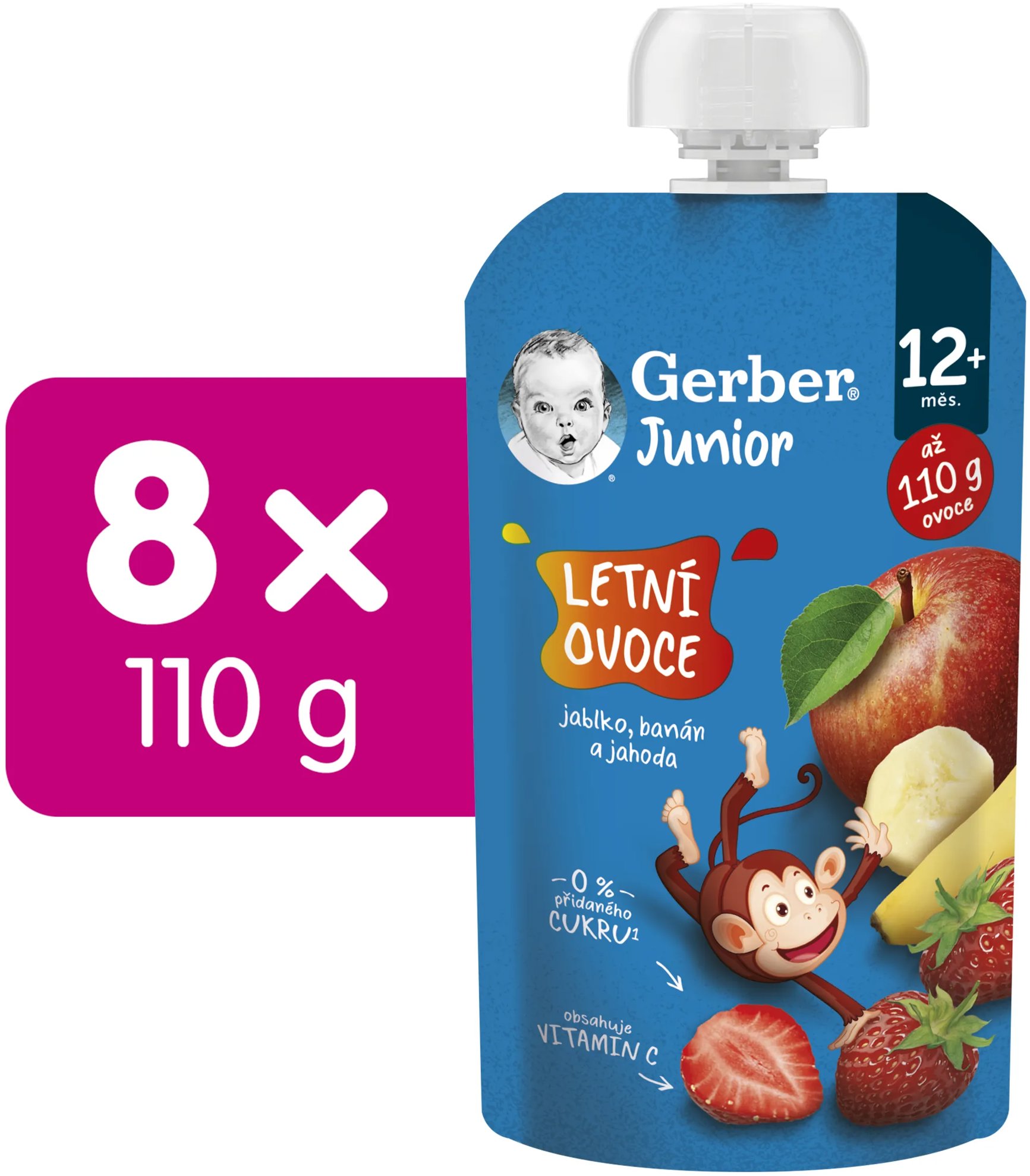 GERBER Junior kapsička Letné ovocie 8× 110 g