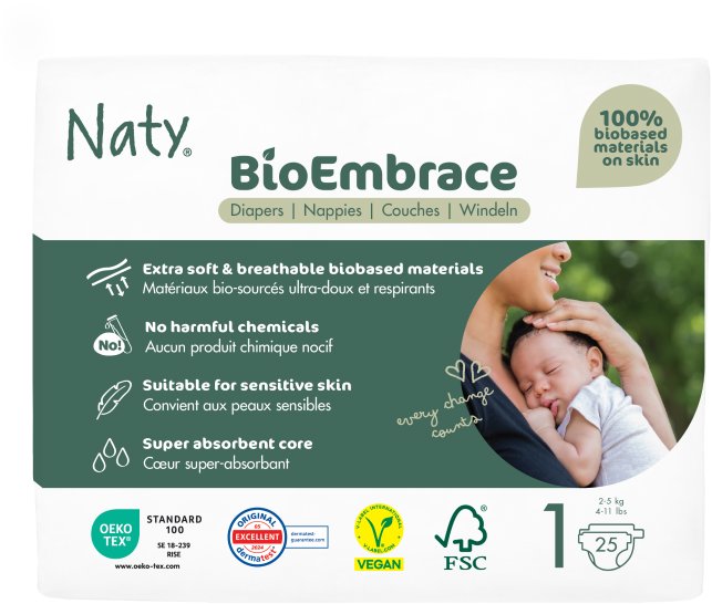 NATY Bioembrace Newborn veľ. 1 (25 ks)